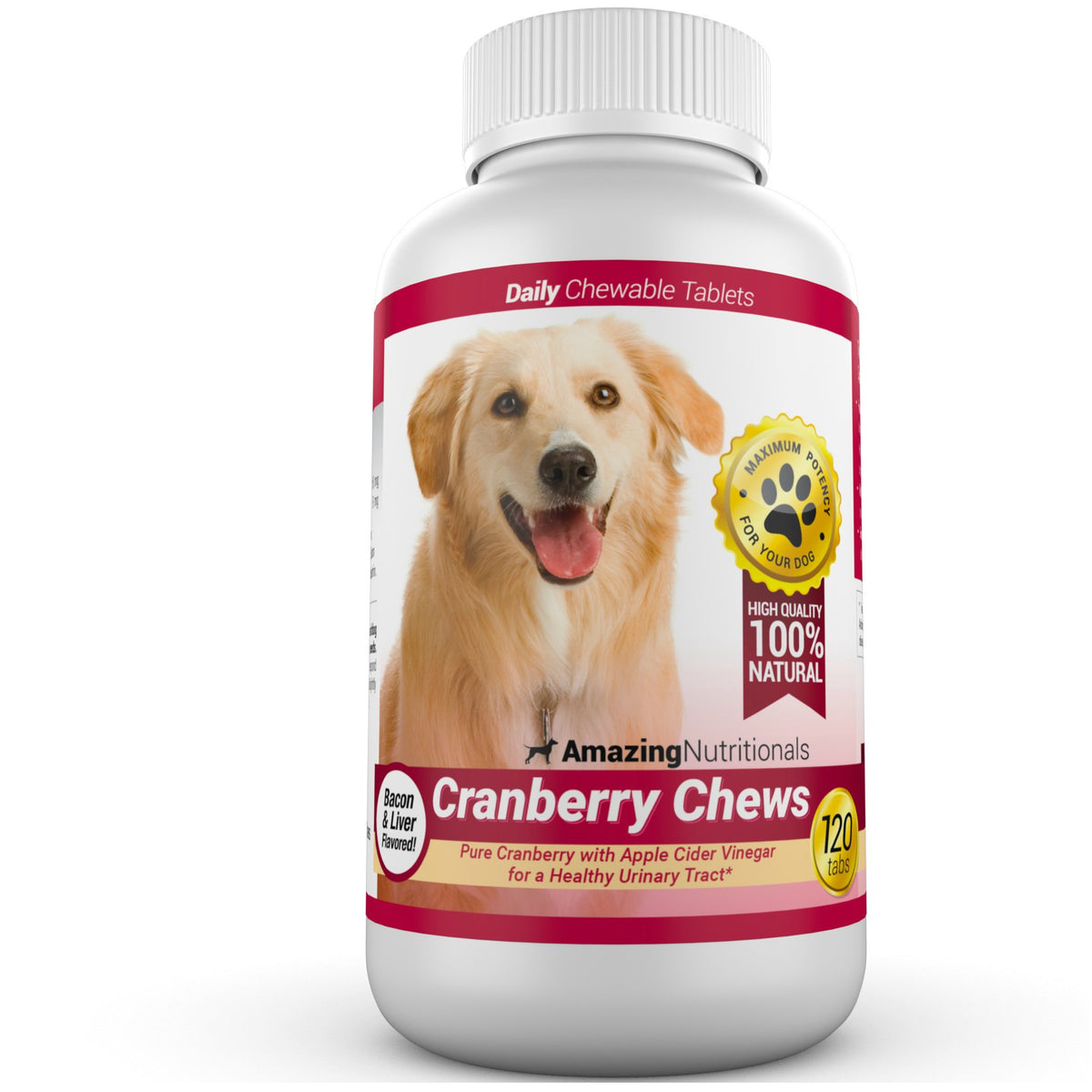 120 Cranberry Chews with Apple Cider Vinegar Bacon Flavor Dog Supplement Y173688