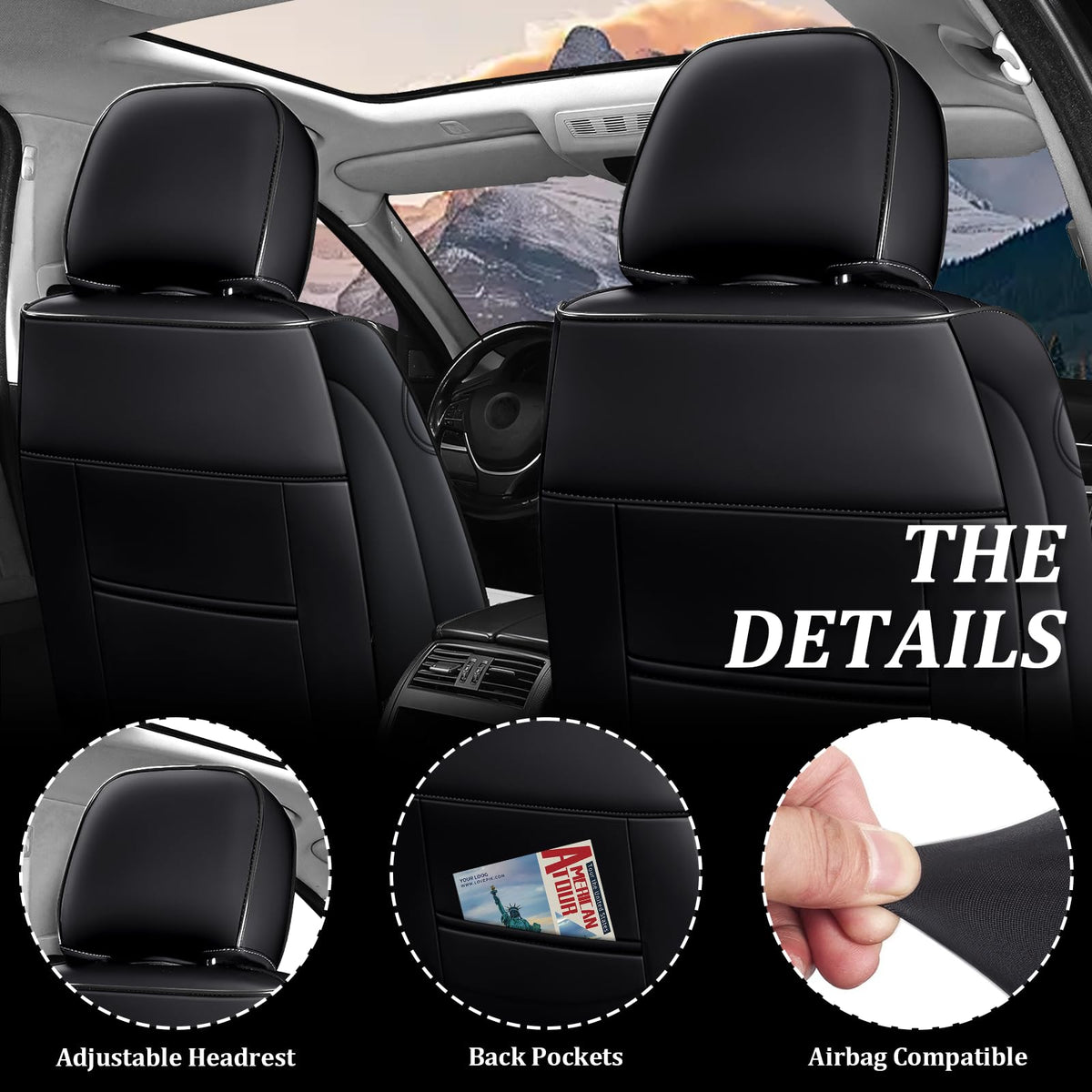 Waterproof Nappa Leather Full Set Car Seat Covers W190