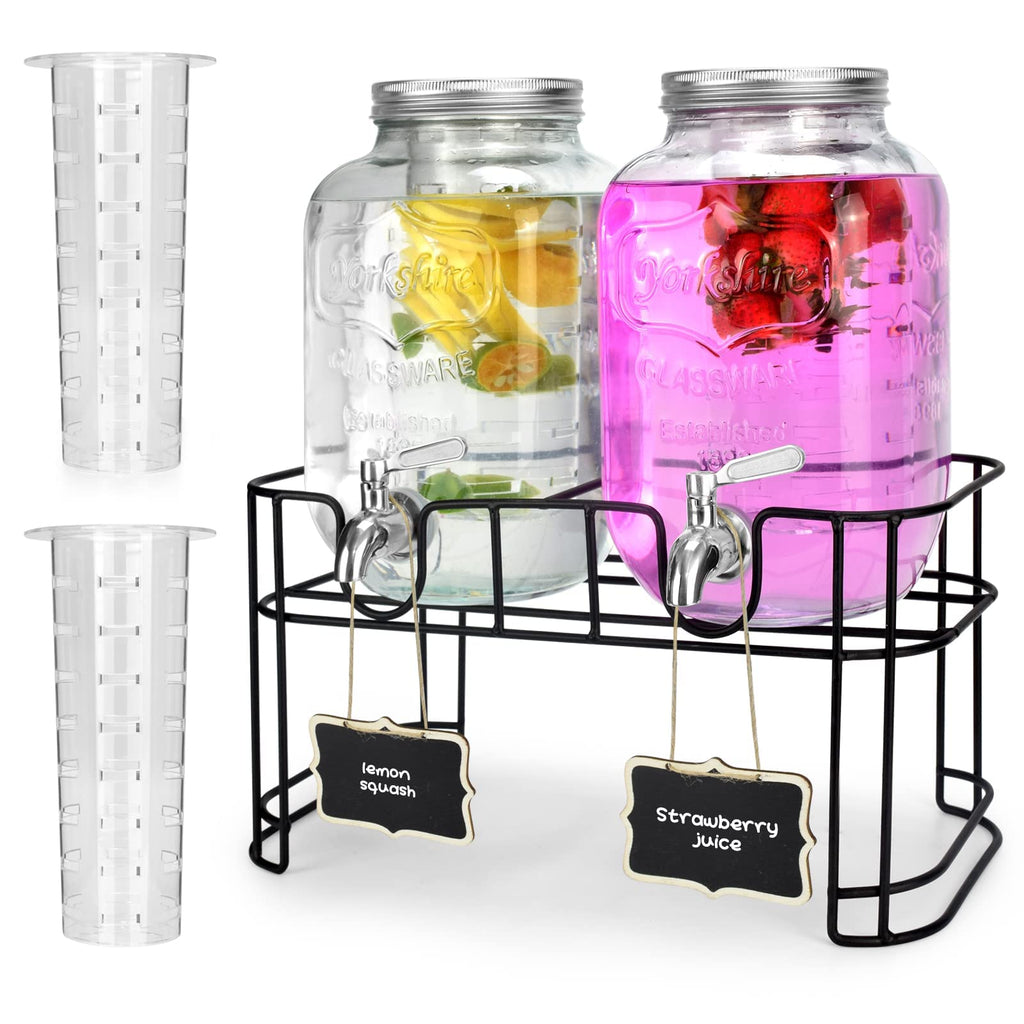 1 Gallon Glass Drink Dispenser with Stand and Spigot N8261