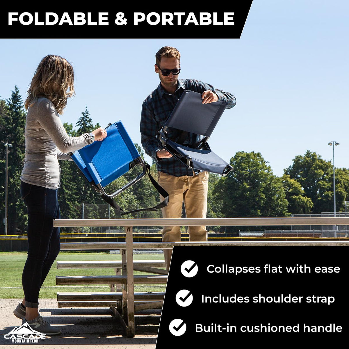 Portable Folding Steel Stadium Seats for Bleachers, Black P25022