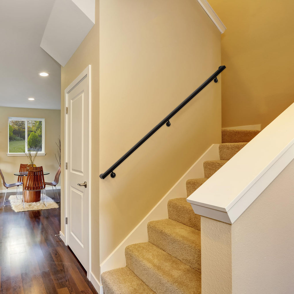 Aluminum Handrail Kit with Wall Mount Brackets, Black Textured, 3' Length B927399
