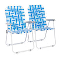 Blue Set of 2 Webbed Folding Patio Chairs Z85615