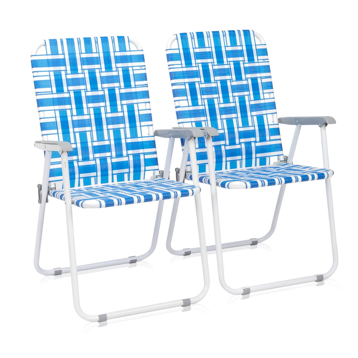 Blue Set of 2 Webbed Folding Patio Chairs Z85615
