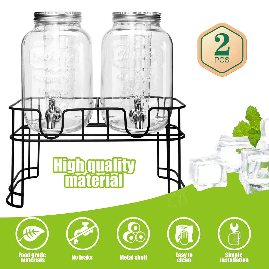 1 Gallon Glass Drink Dispenser with Stand and Spigot N8261