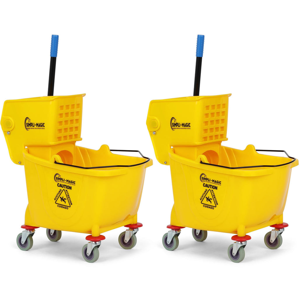Yellow 35 Quart Mop Bucket on Wheels, 2-Pack G853740