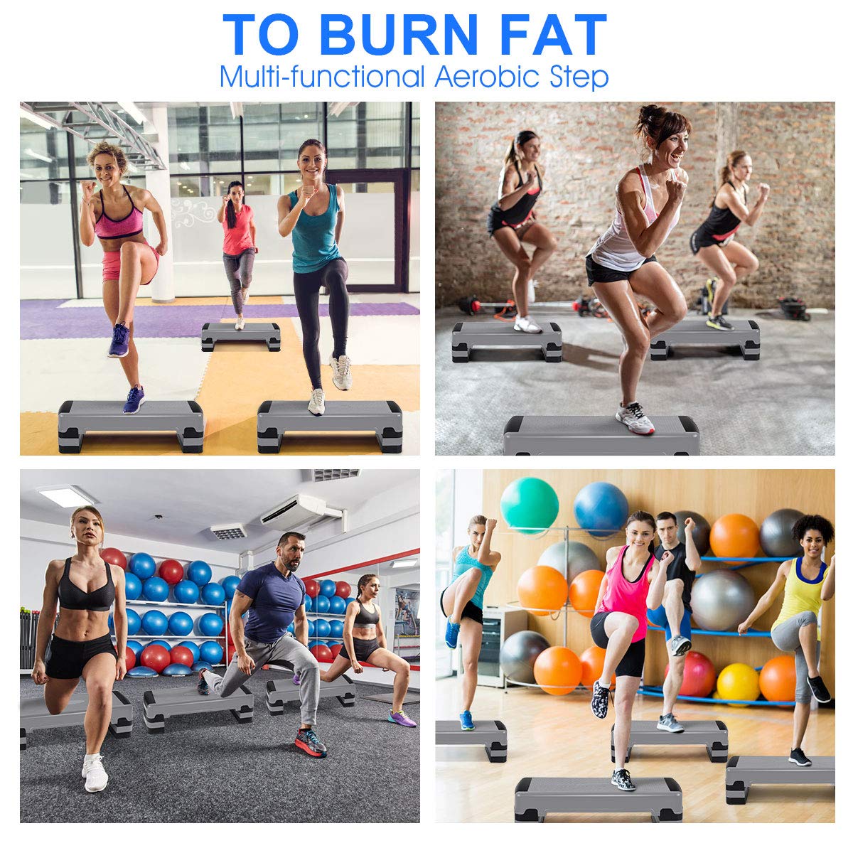 35" Height-Adjustable Non-Slip Aerobic Step Platform V107