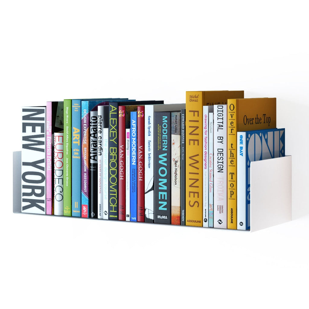 White Metal U Shape Wall Mountable Bookshelf L55959
