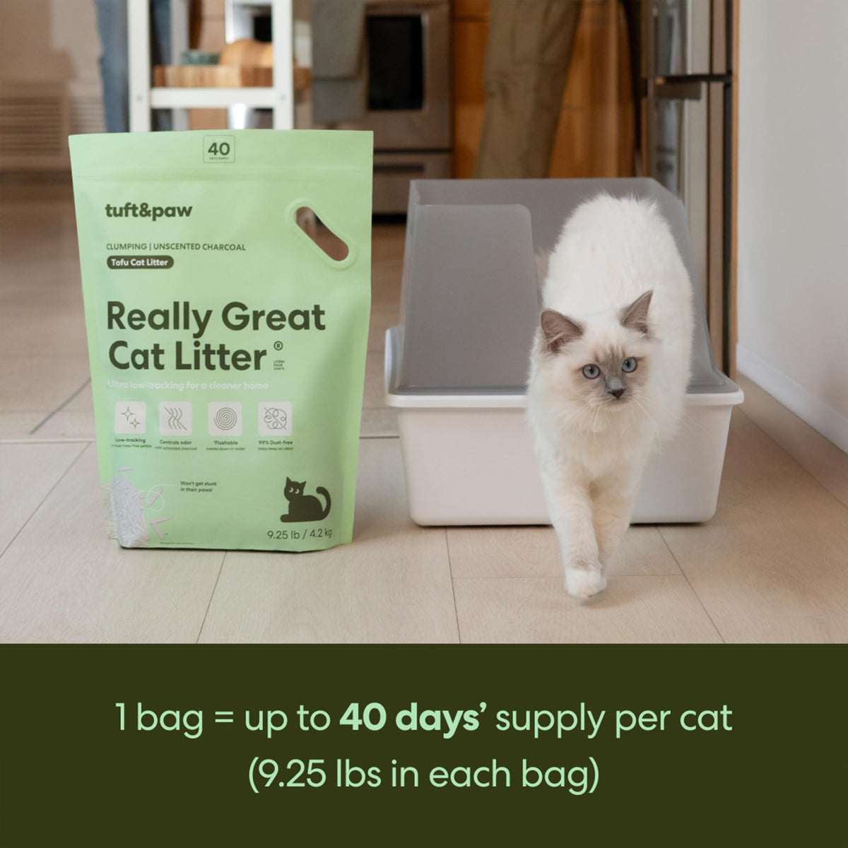 Tofu Cat Litter Clumping Flushable Unscented 9.25lbs 2Bags Z5924