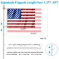 Silver 6 FT Metal Flagpole Kit and 304 Stainless Steel Flagpole Clips Z887394