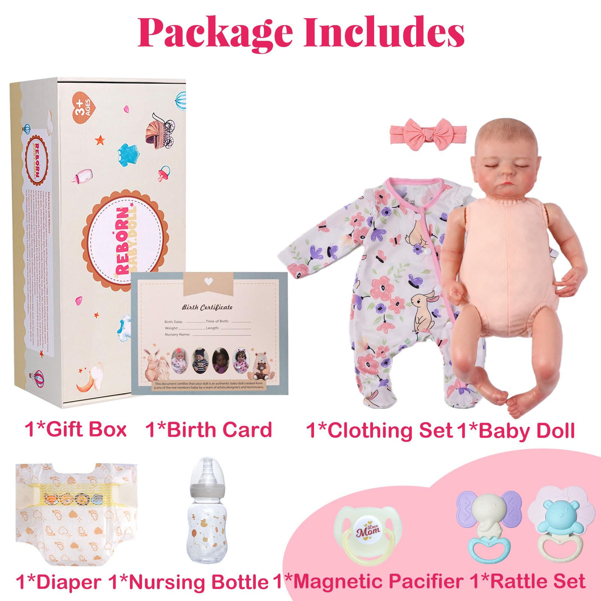 20 Inch Closed-Eye Reborn Baby Doll A600