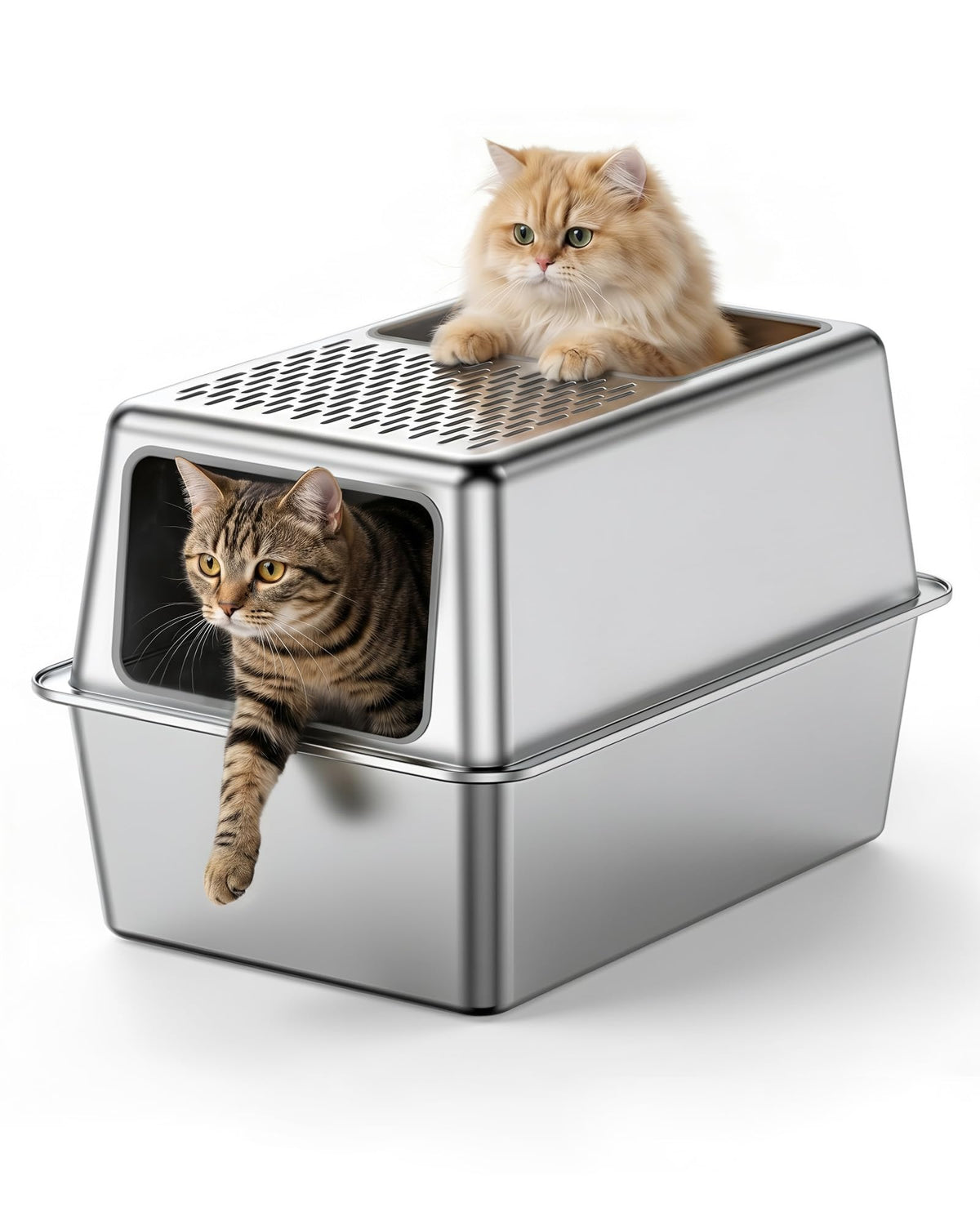 Stainless Steel Enclosed Cat Litter Box with Lid K1141