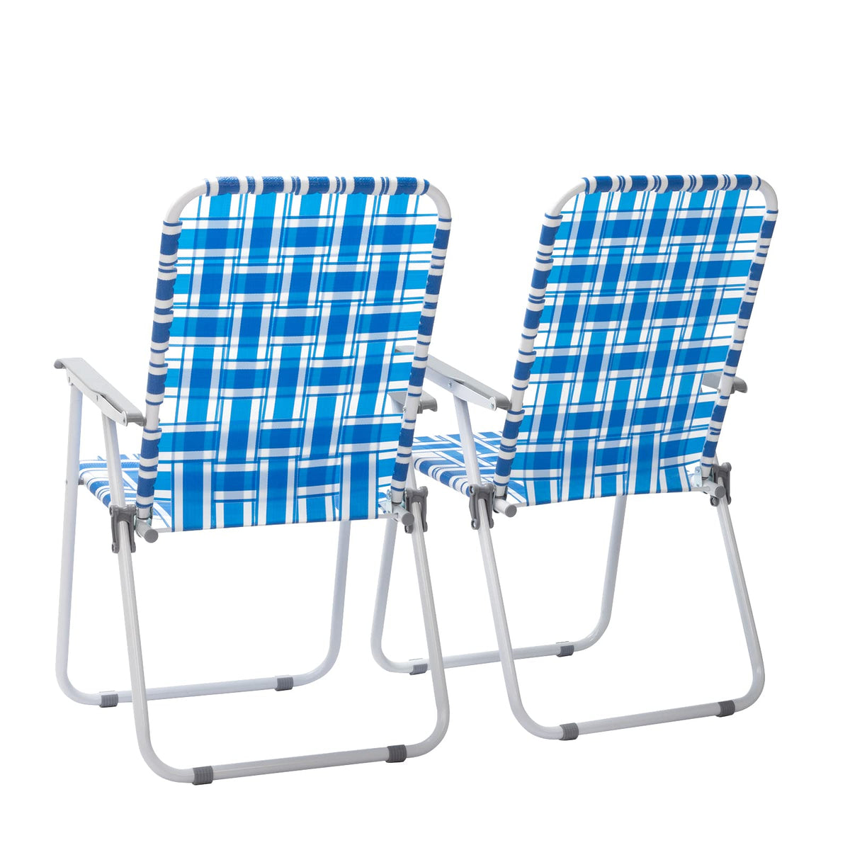Blue Set of 2 Webbed Folding Patio Chairs Z85615