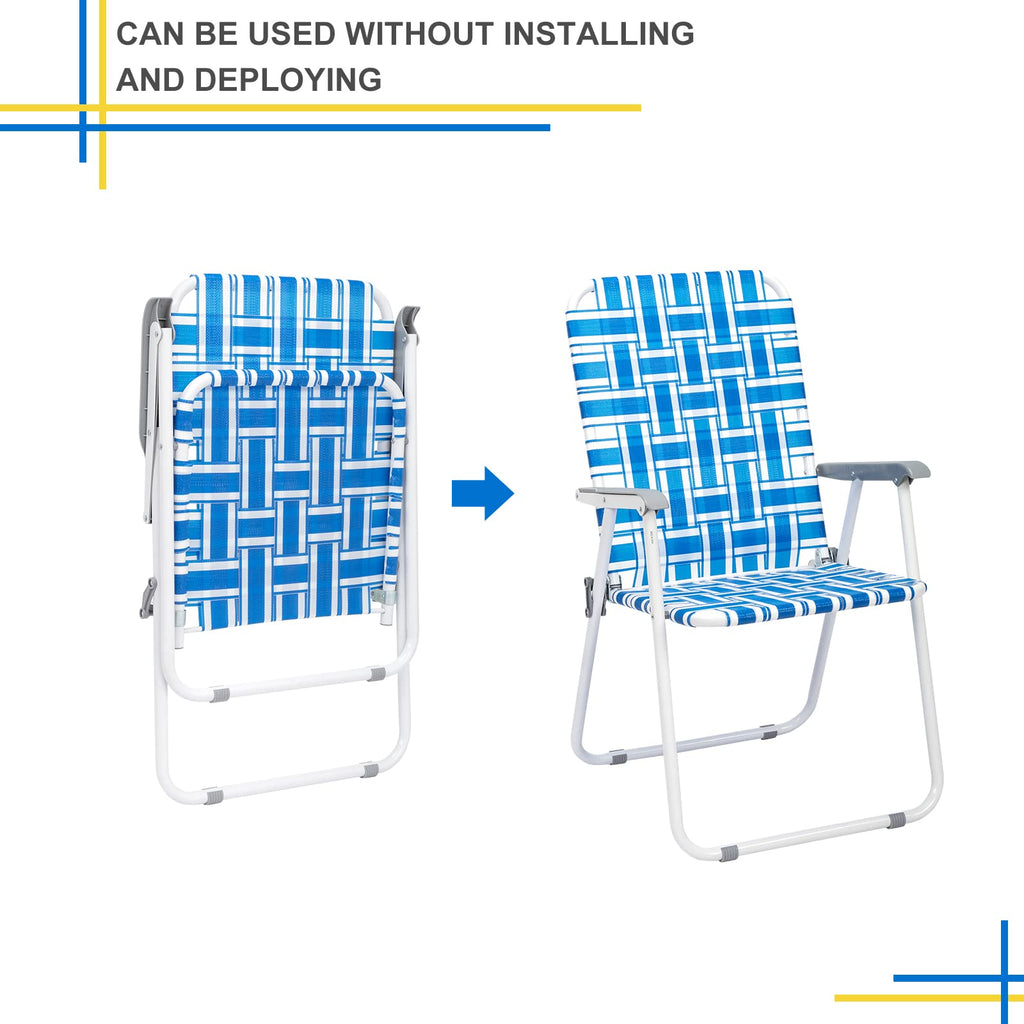 Blue Set of 2 Webbed Folding Patio Chairs Z85615