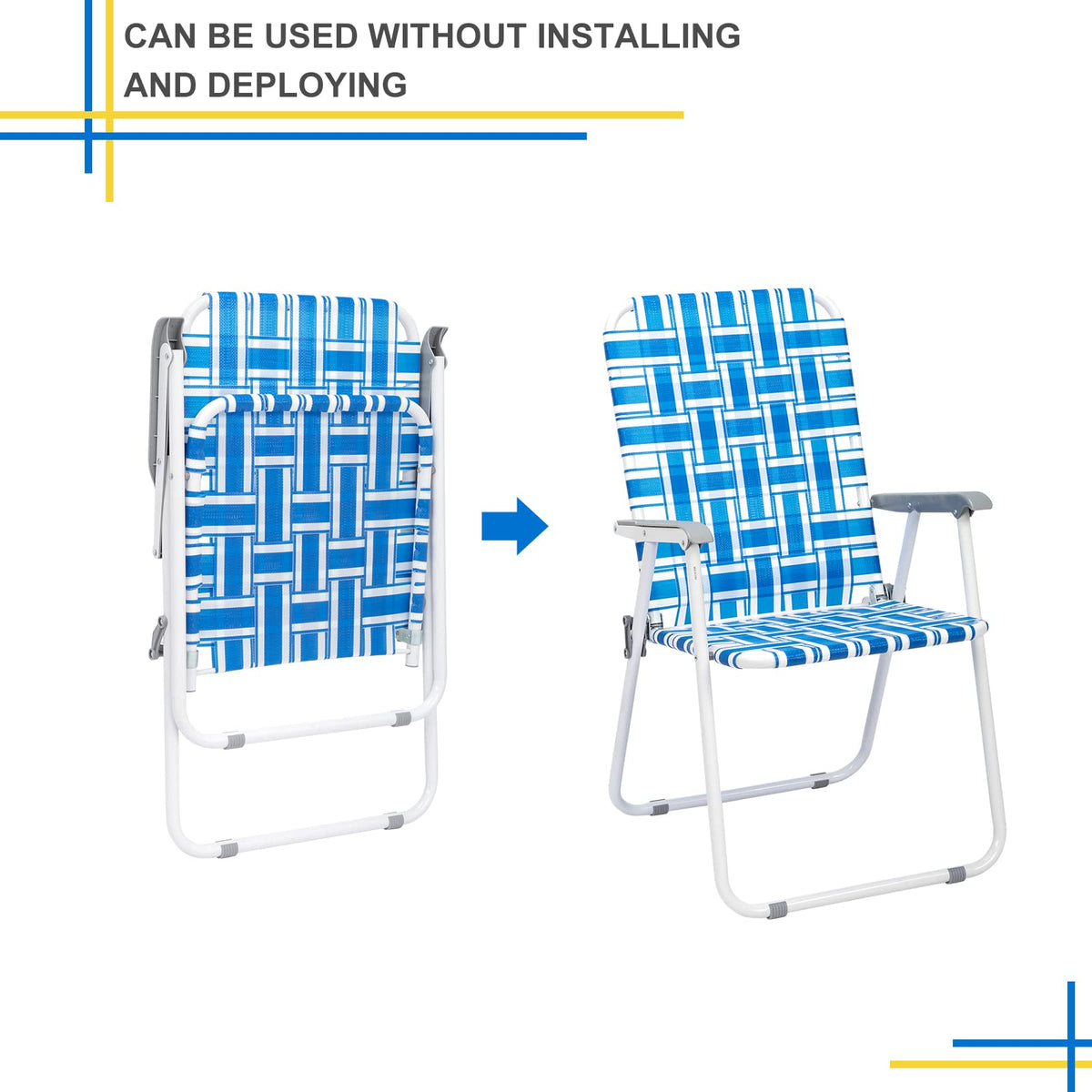 Blue Set of 2 Webbed Folding Patio Chairs Z85615