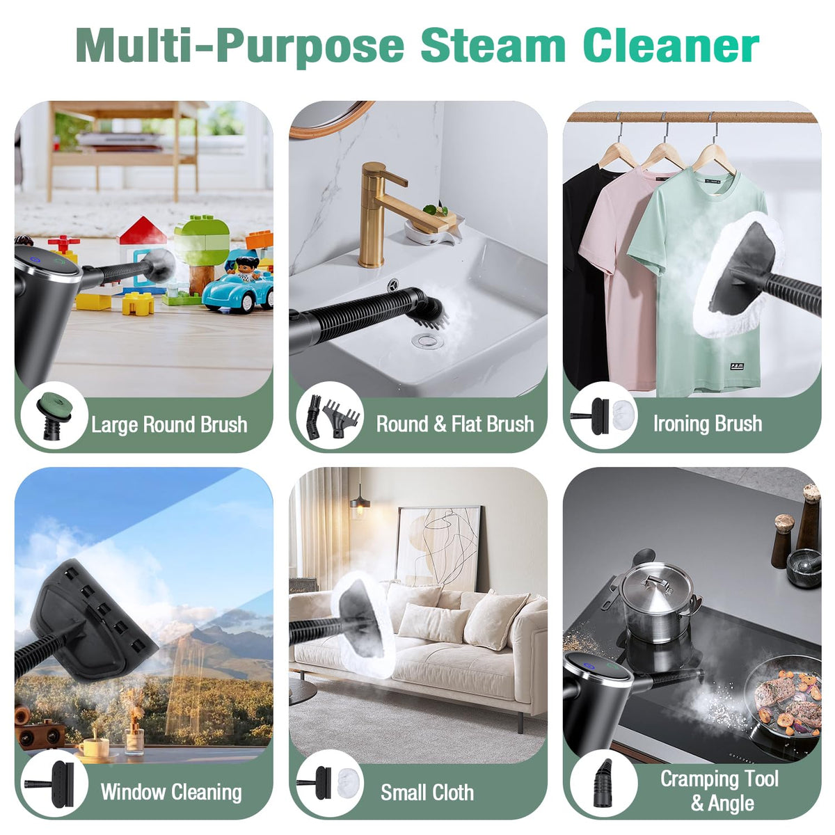 11-in-1 Detachable Handheld Steam Mop K6701