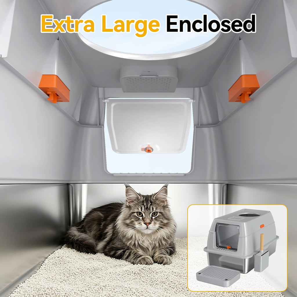 XL Enclosed Stainless Steel Litter Box with Lid K6402