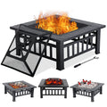 32" Square Wood Burning Fire Pit Table with Spark Screen C886907