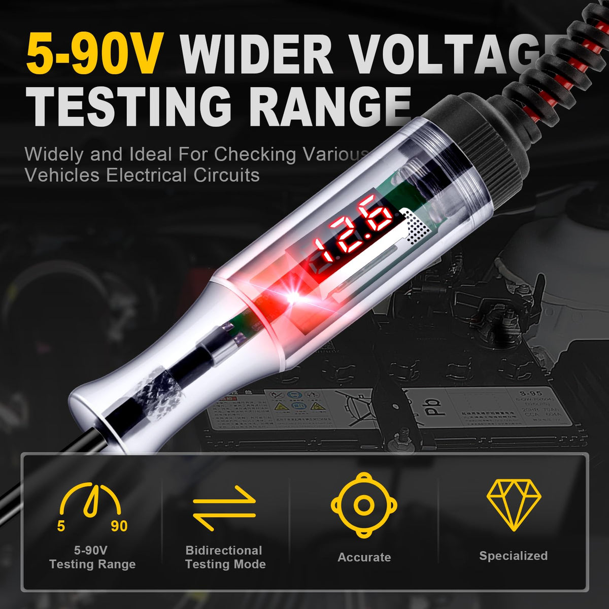 5-90V Digital LED Circuit Tester with Voltage Display H166