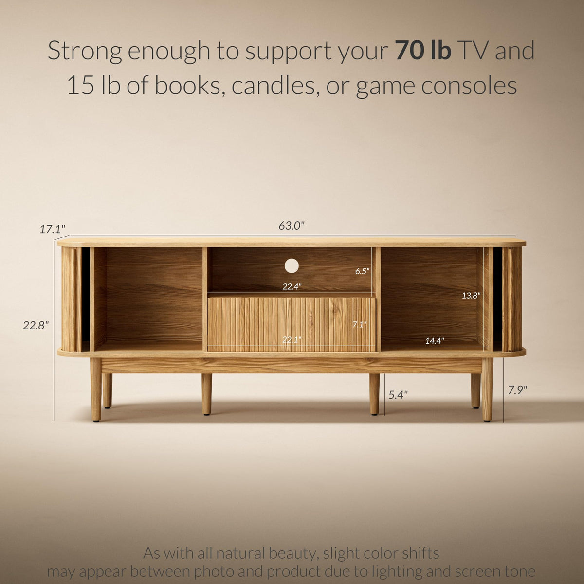Modern Wood TV Stand with Sliding Doors and Storage H706