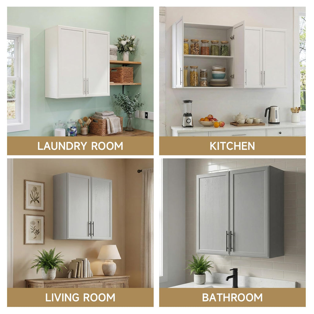 White Wall Mounted Cabinet with Adjustable Shelf L5152