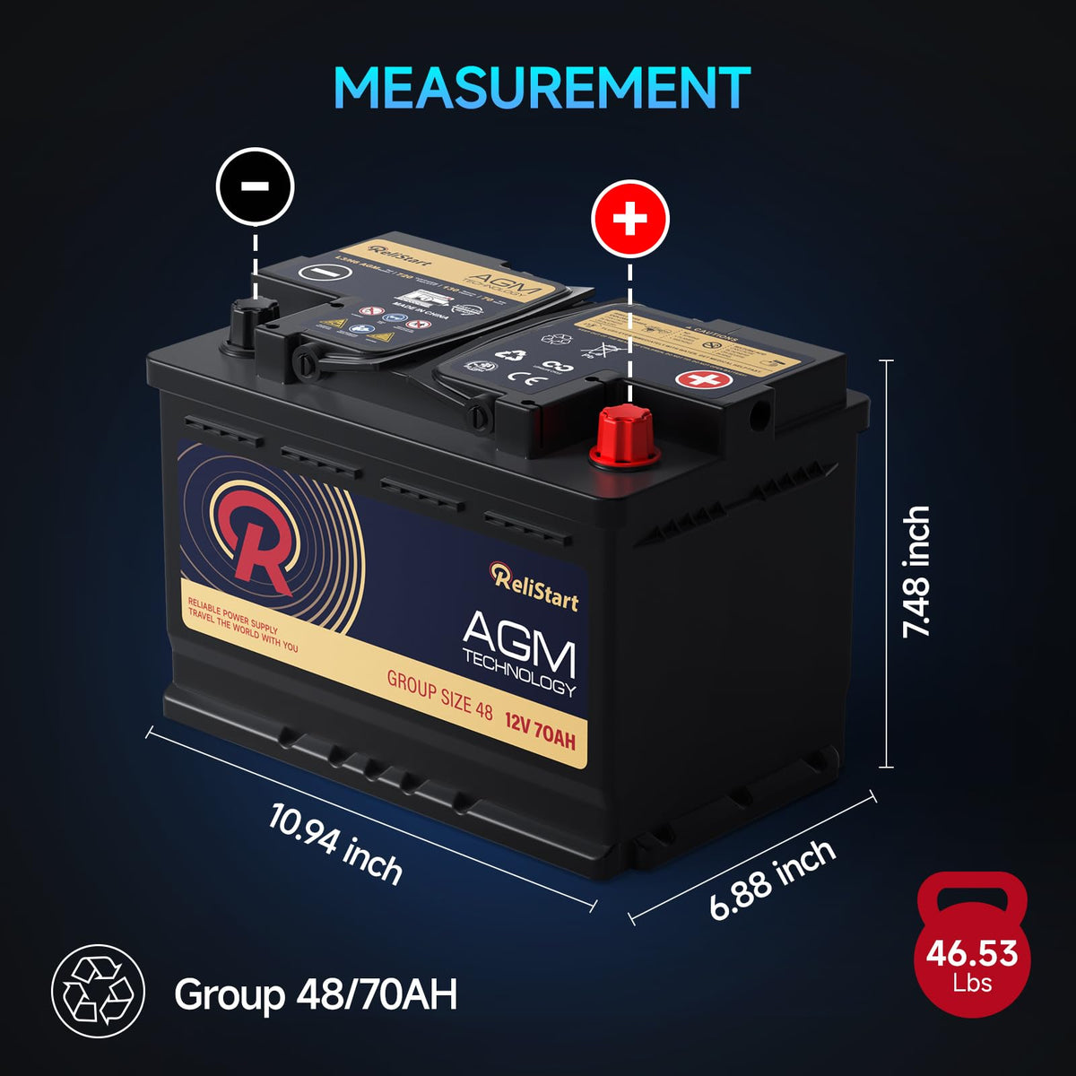 12V 70Ah H6 Car Battery C63740