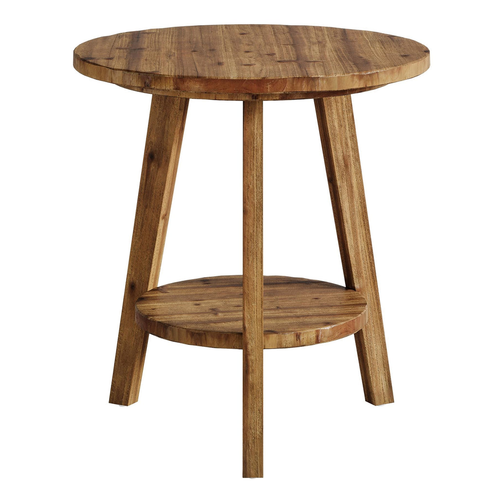 Solid Wood Round End Table with Storage Shelf L1774
