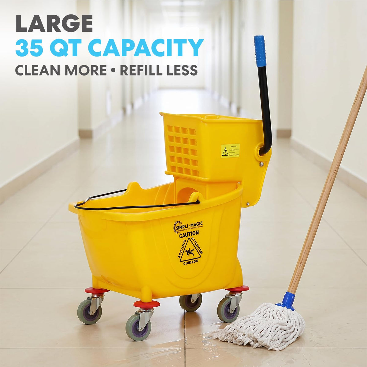 Yellow 35 Quart Mop Bucket on Wheels, 2-Pack G853740