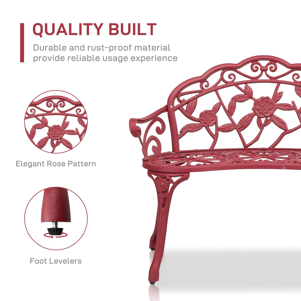 38.5" Cast Iron Aluminum Patio Bench E875231