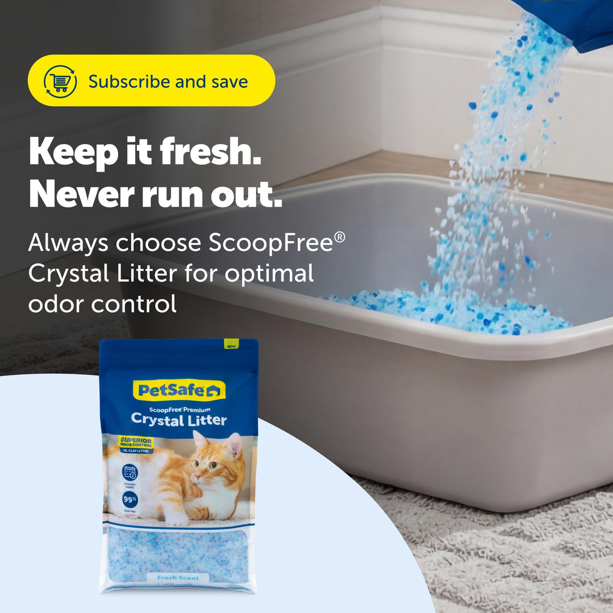 Odor Control Crystal Cat Litter, Fresh Scent, 8 Lb Bag K732763