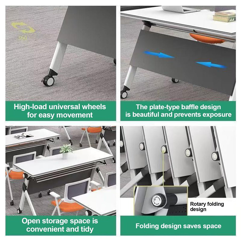 Folding Conference Table with Silent Wheels 120-180cm N875161