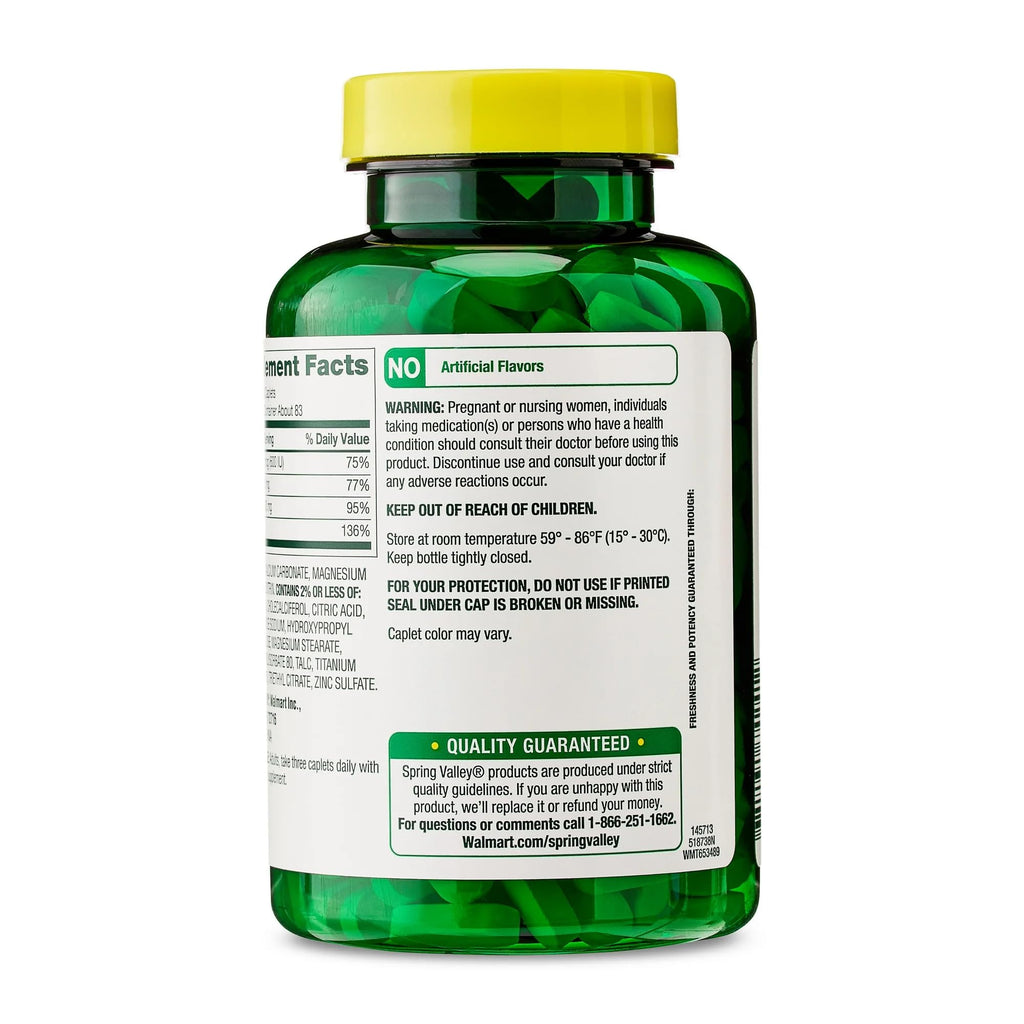 Calcium Magnesium Zinc Vitamin D3 Caplets 250 Count E4009