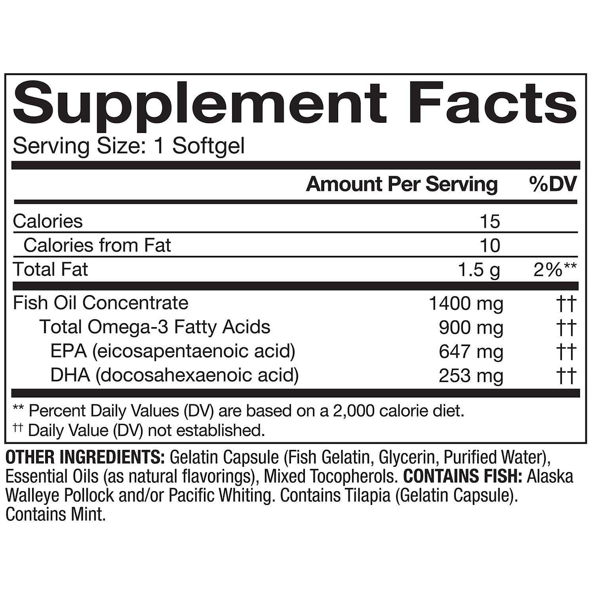 Omega 3 Fish Oil 1400 mg 150 Softgels E1430