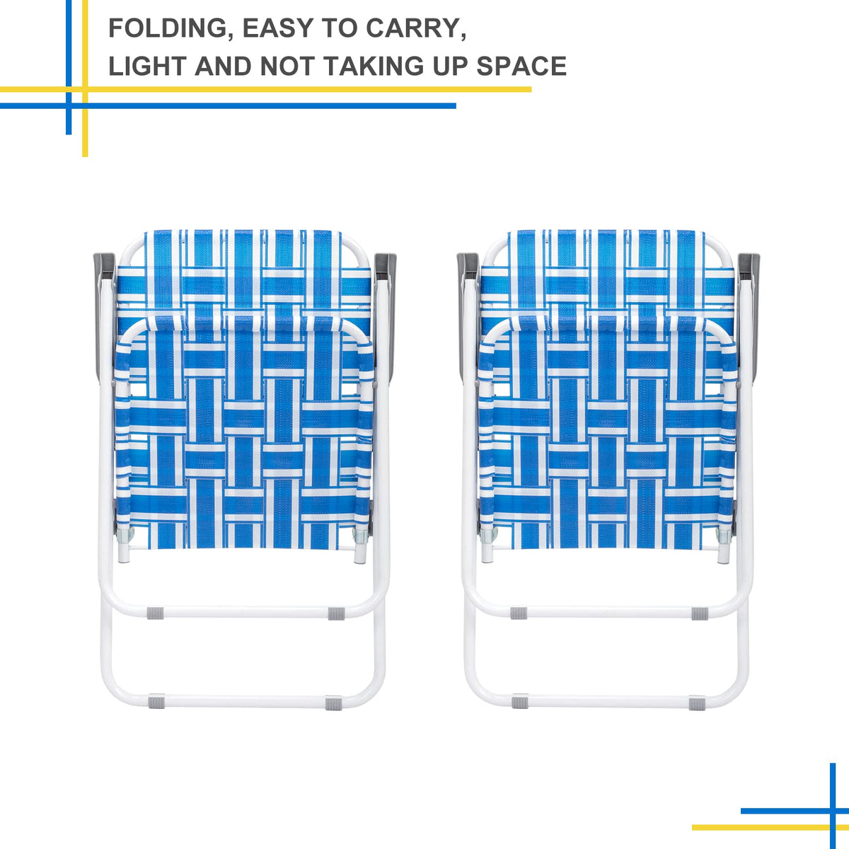 Blue Set of 2 Webbed Folding Patio Chairs Z85615