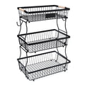 3 Tier Black Mesh Fruit Basket with 2 Banana Hangers Z4901