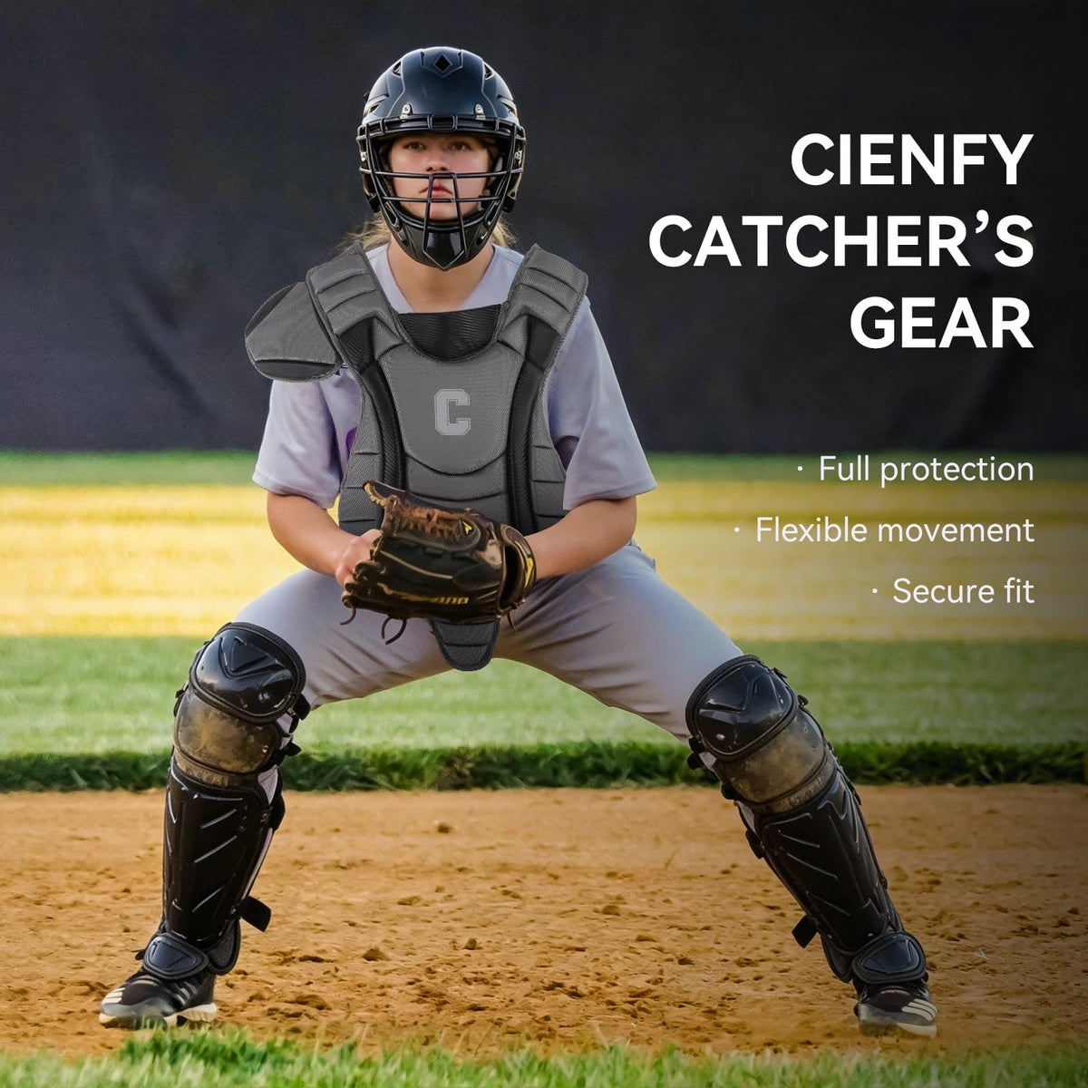 Youth Catcher's Gear Set with Helmet, Chest Protector & Leg Guards C550