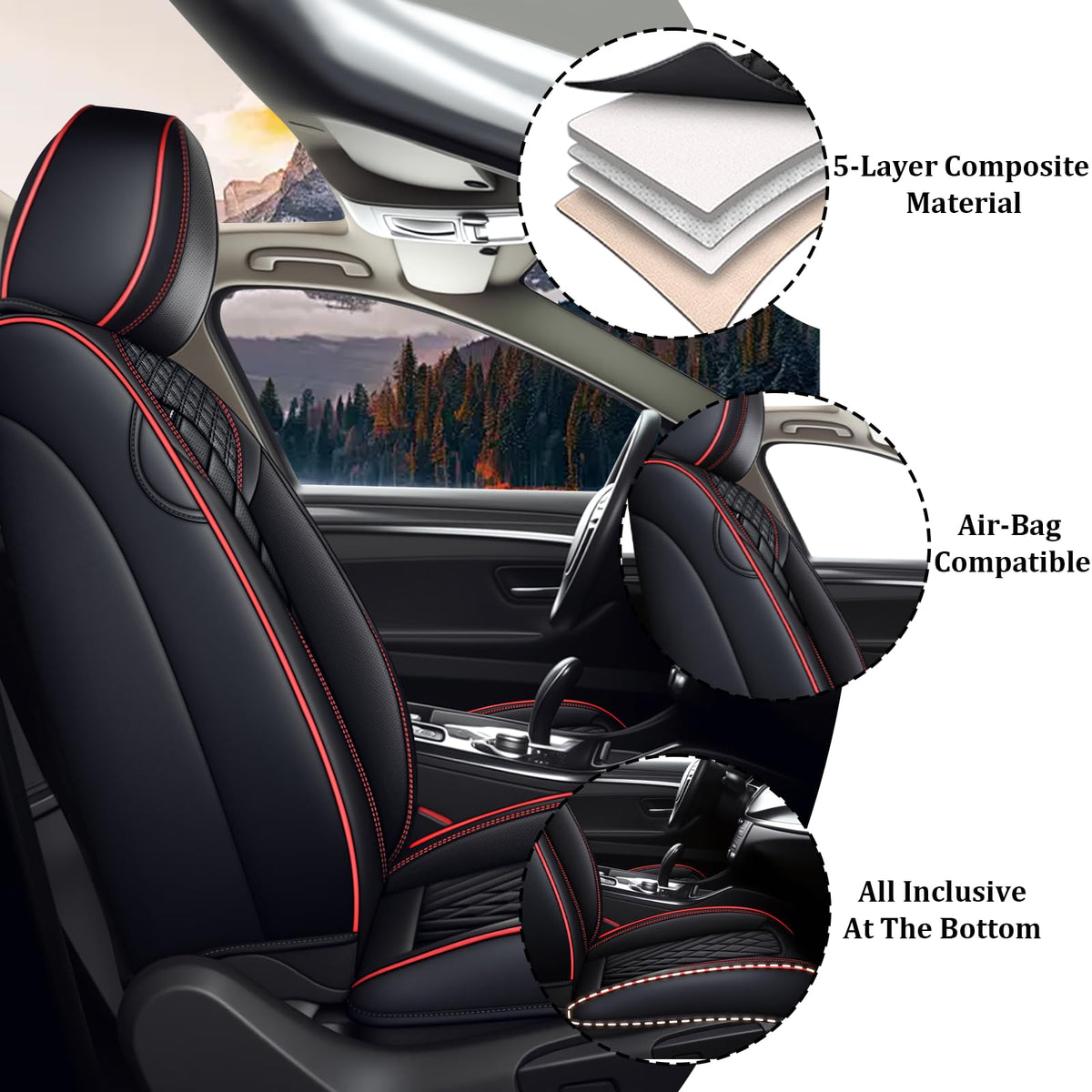 Waterproof Nappa Leather Full Set Car Seat Covers W190