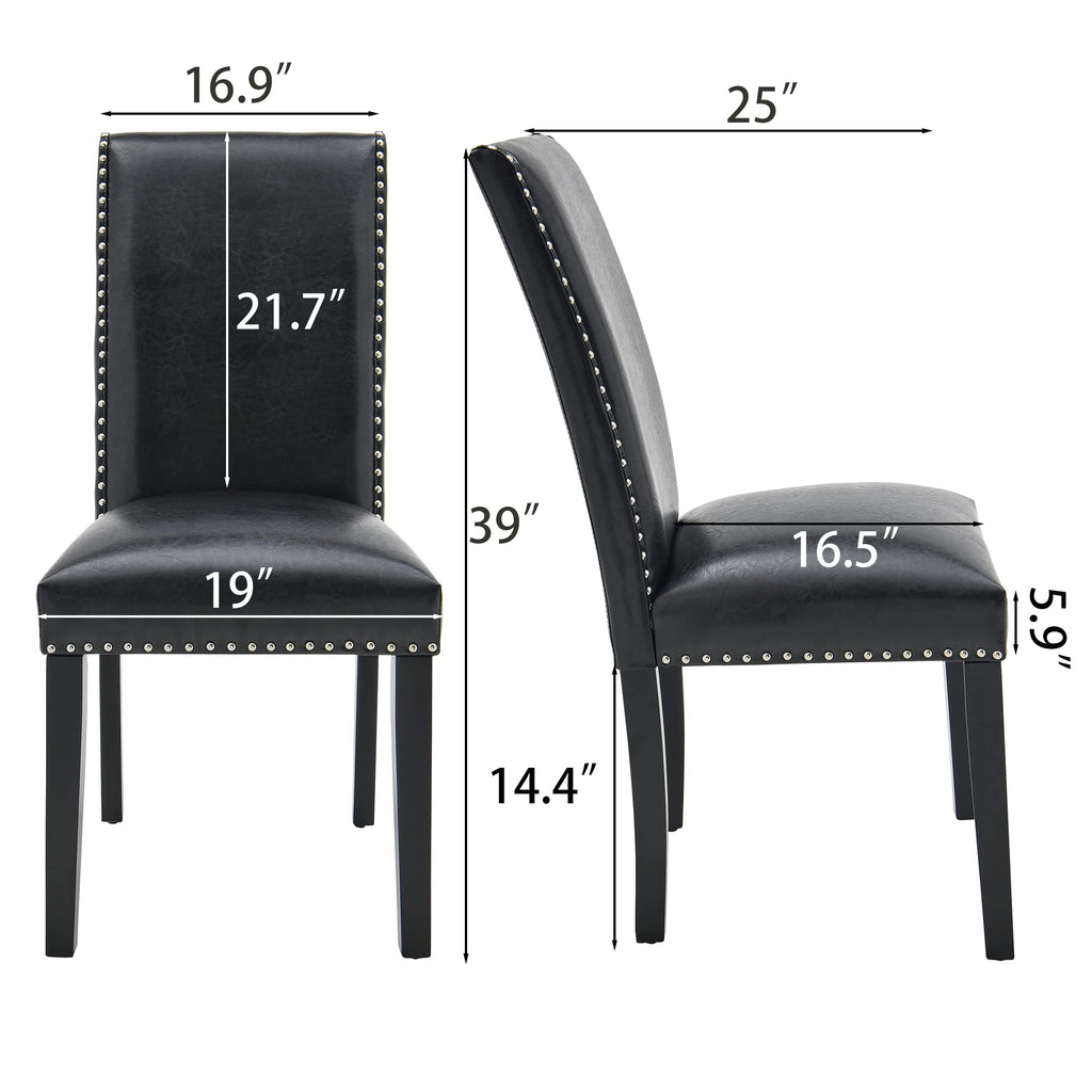 48" Glass Dining Table Set with 4 PU Leather Chairs Y2854