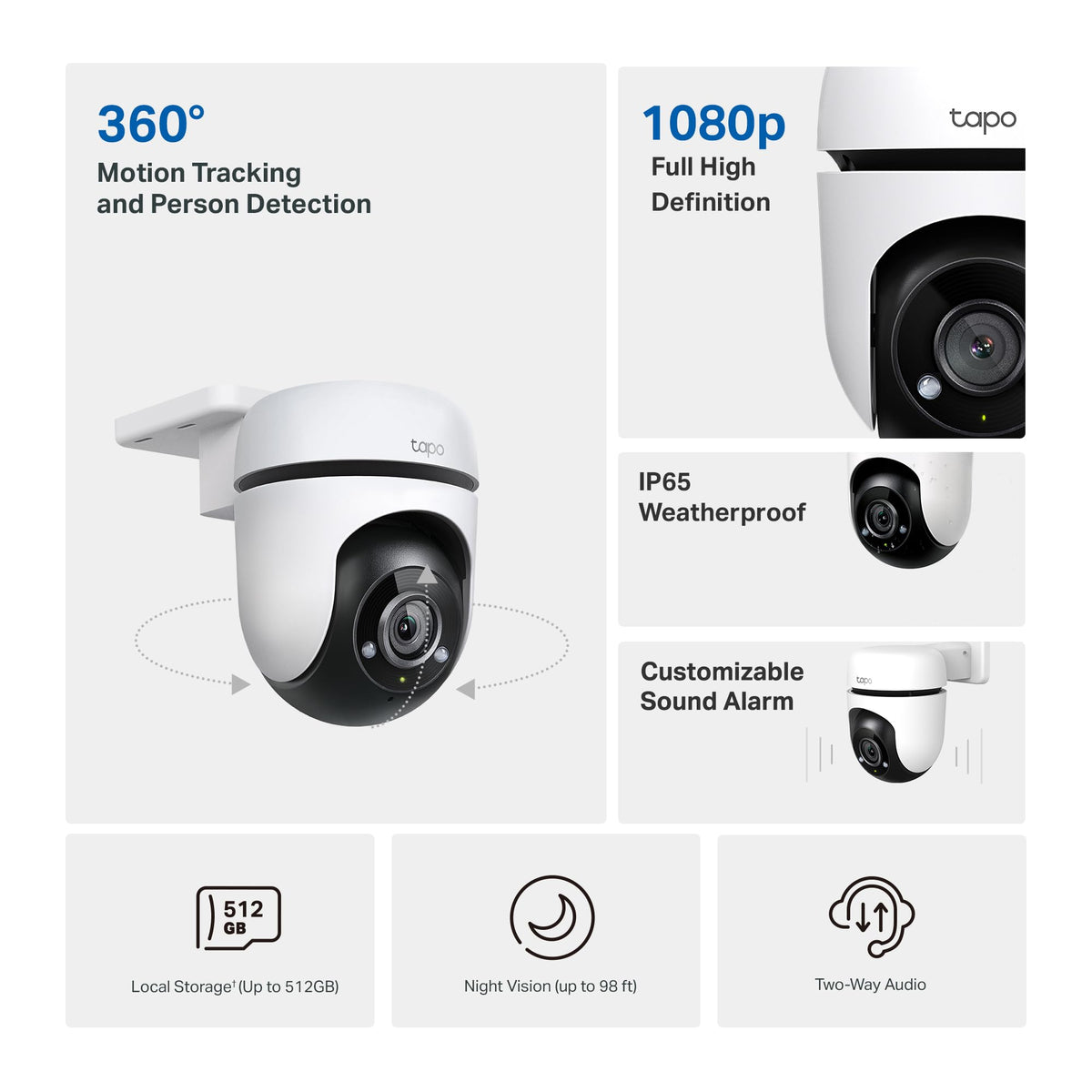 1080P Outdoor Wired Pan/Tilt Security Camera A2873