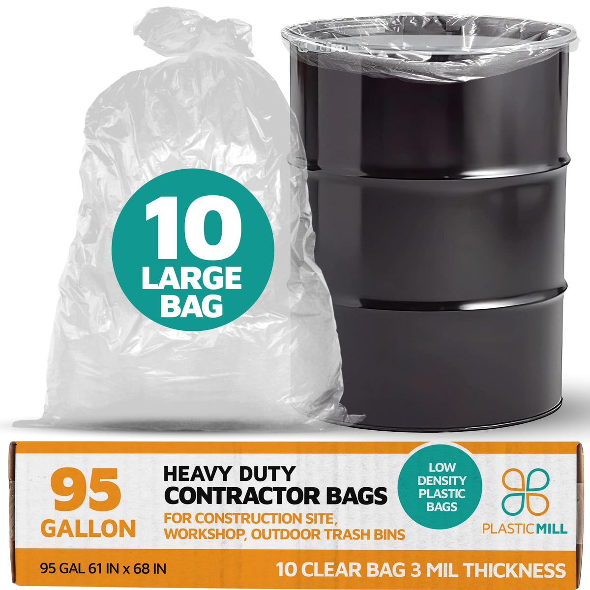 95-Gallon Clear Heavy Duty Contractor Bags K88292