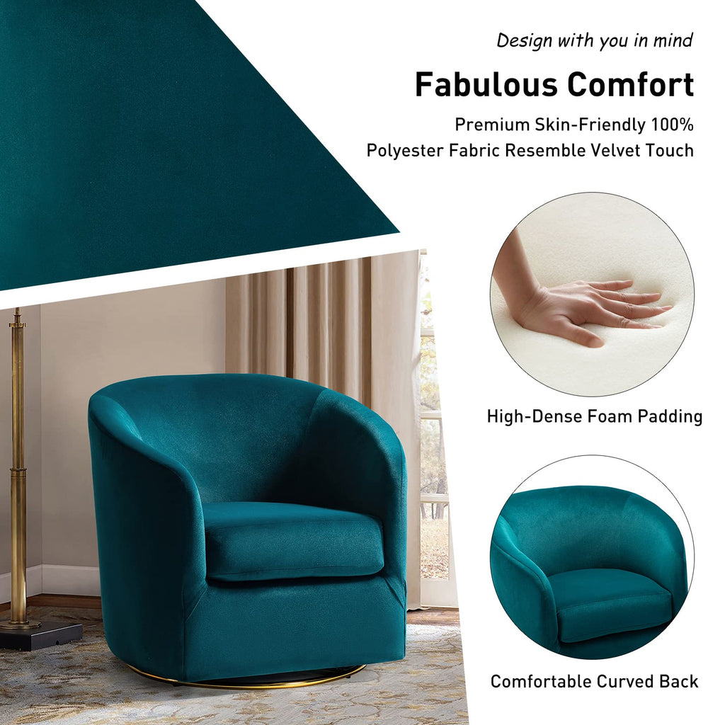 Set of 2 Velvet Swivel Barrel Chair F696251