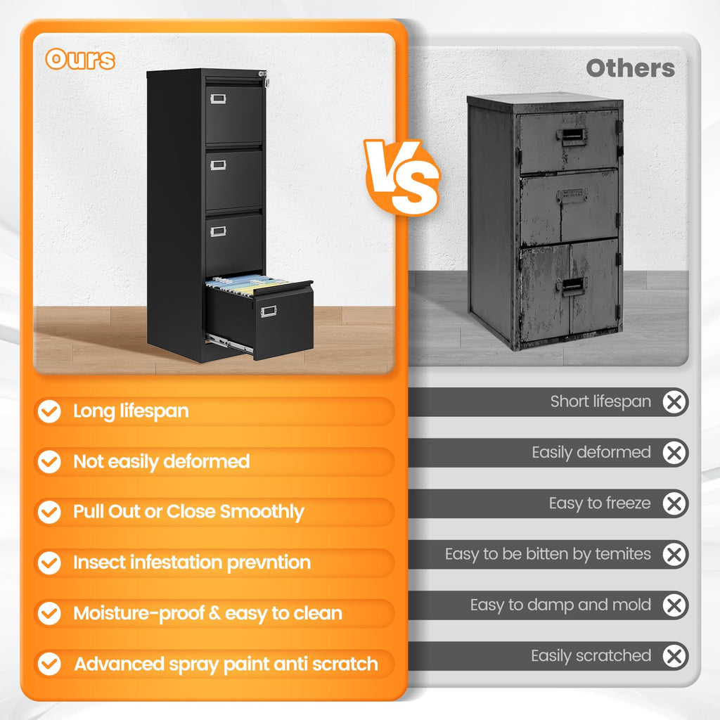 4 Drawer Black Metal File Cabinet with Lock T29809