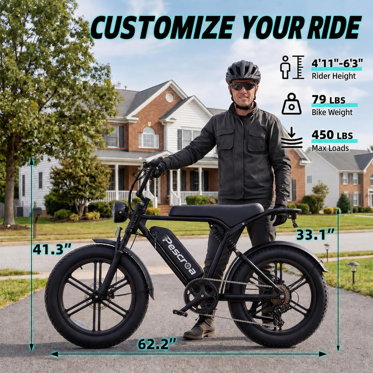 1500W Peak 20" Fat Tire Electric Bike Q709649