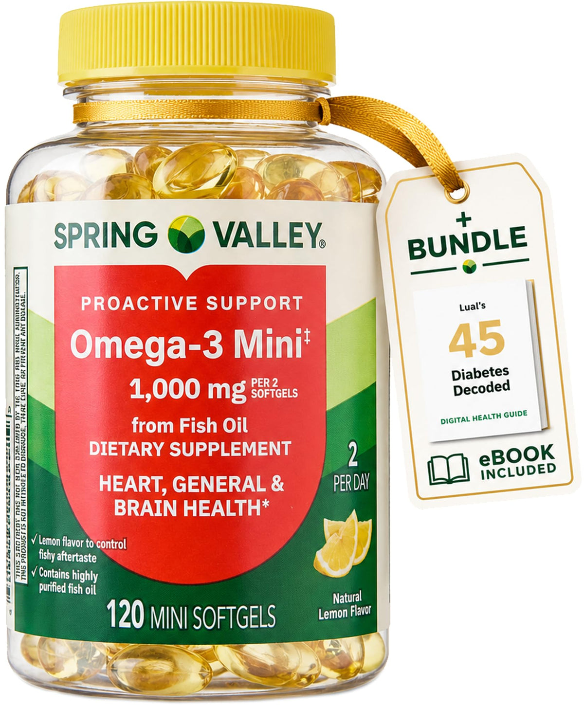 Omega-3 Fish Oil 1000 mg 120 Count Softgels Dietary Supplement T269532