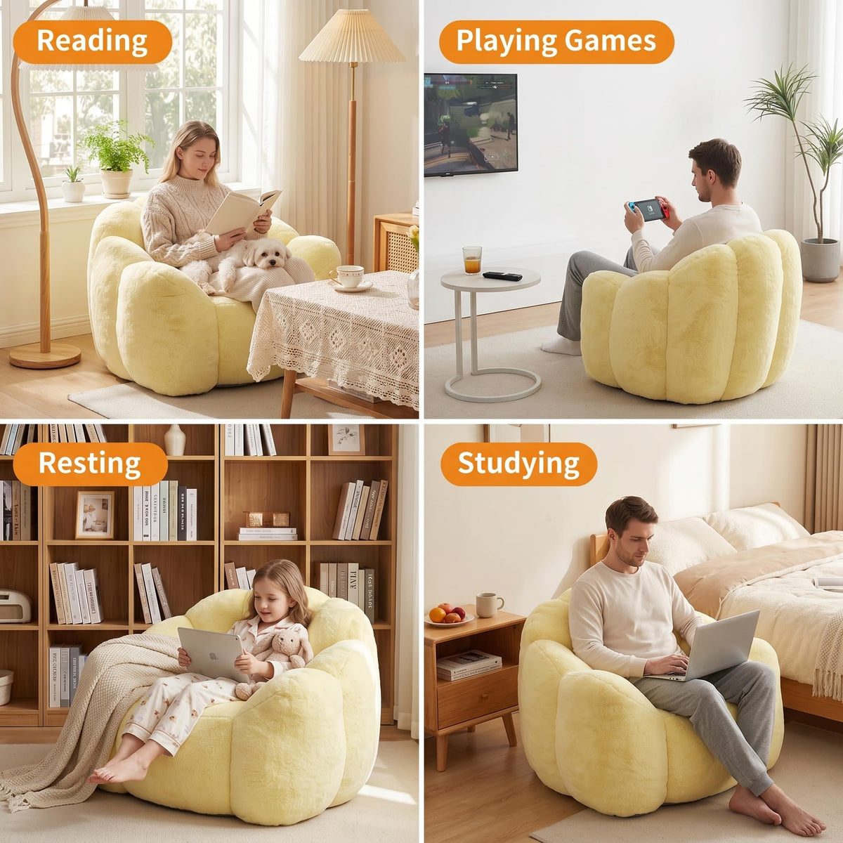 Lotus Bean Bag Chair with Pull Ring Y33945