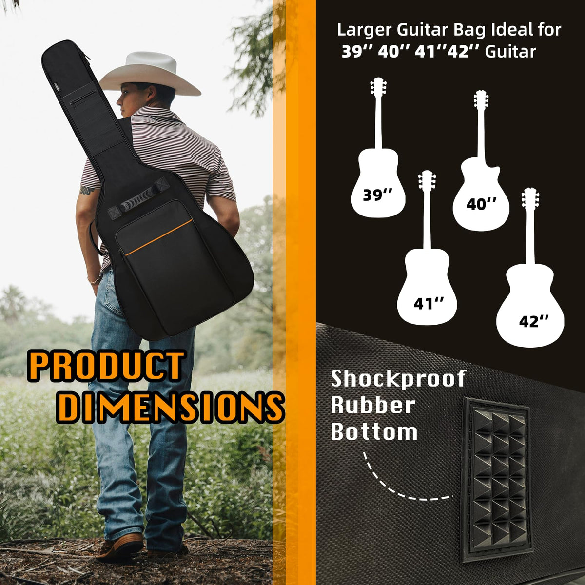 0.5-inch Extra Thick Padding Waterproof Oxford Acoustic Guitar Bag T81378