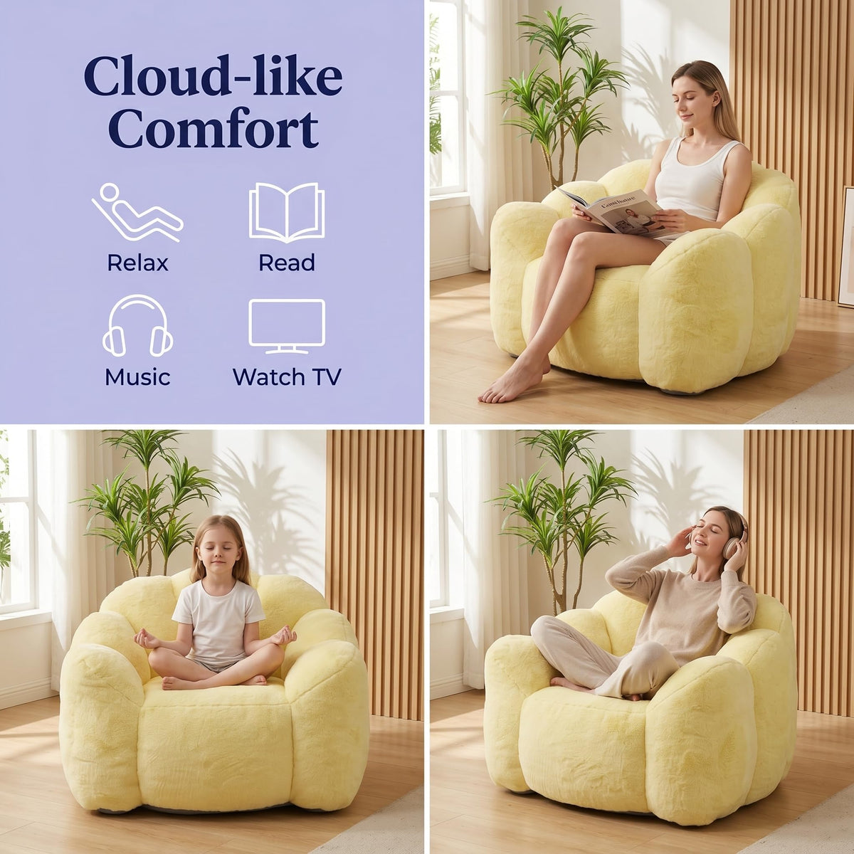 Lotus Bean Bag Chair with Pull Ring Y33945