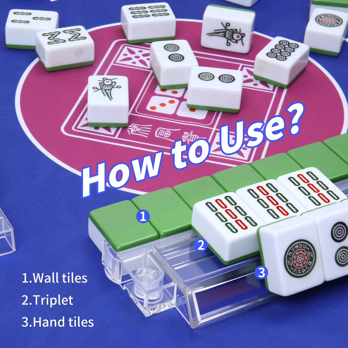 4-Piece Acrylic Mahjong Rack Set with Pushers Y154