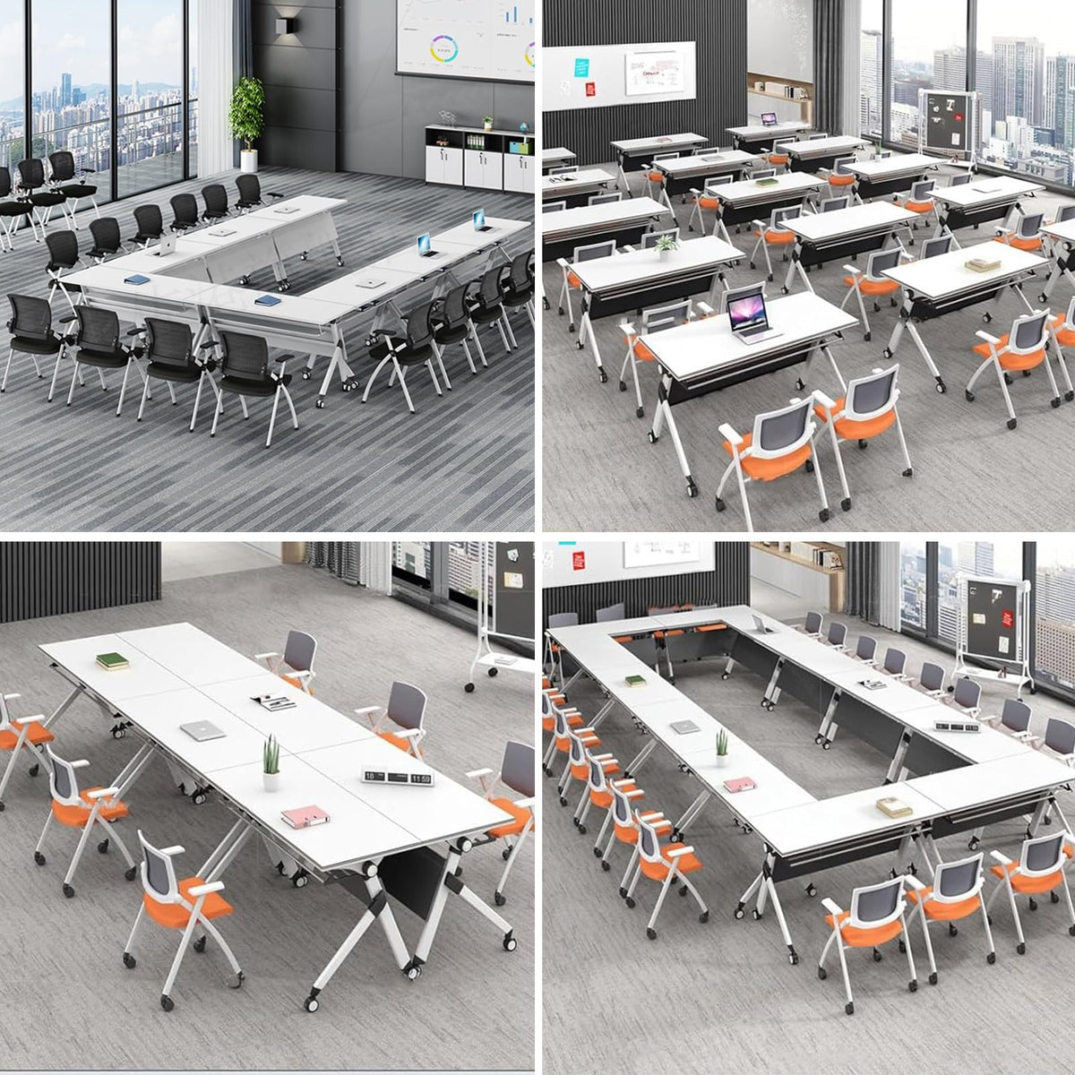 Folding Conference Table with Silent Wheels 120-180cm N875161