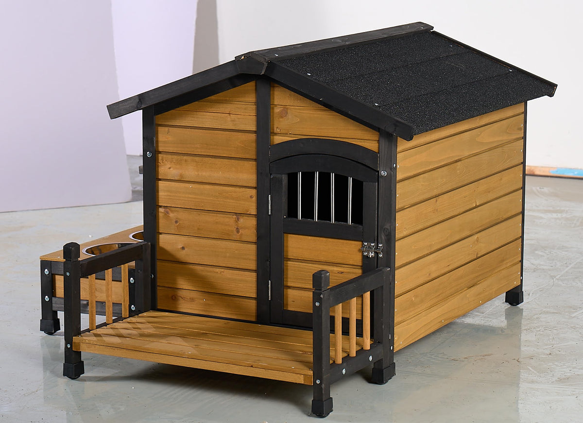 Large Wooden 2-Tier Rabbit Cage with Waterproof Roof W86389