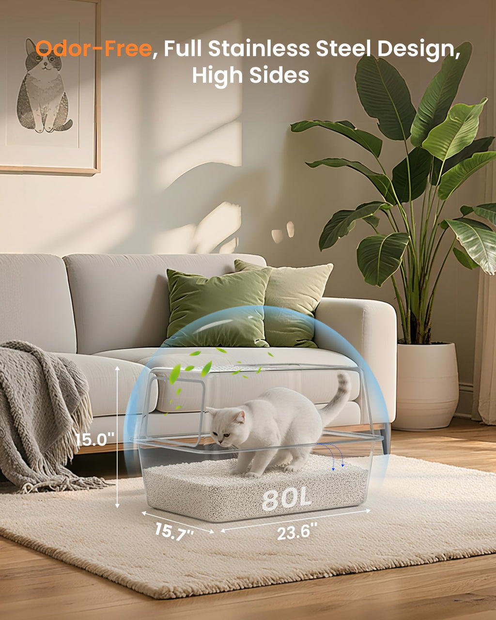 Stainless Steel Enclosed Cat Litter Box with Lid K1141